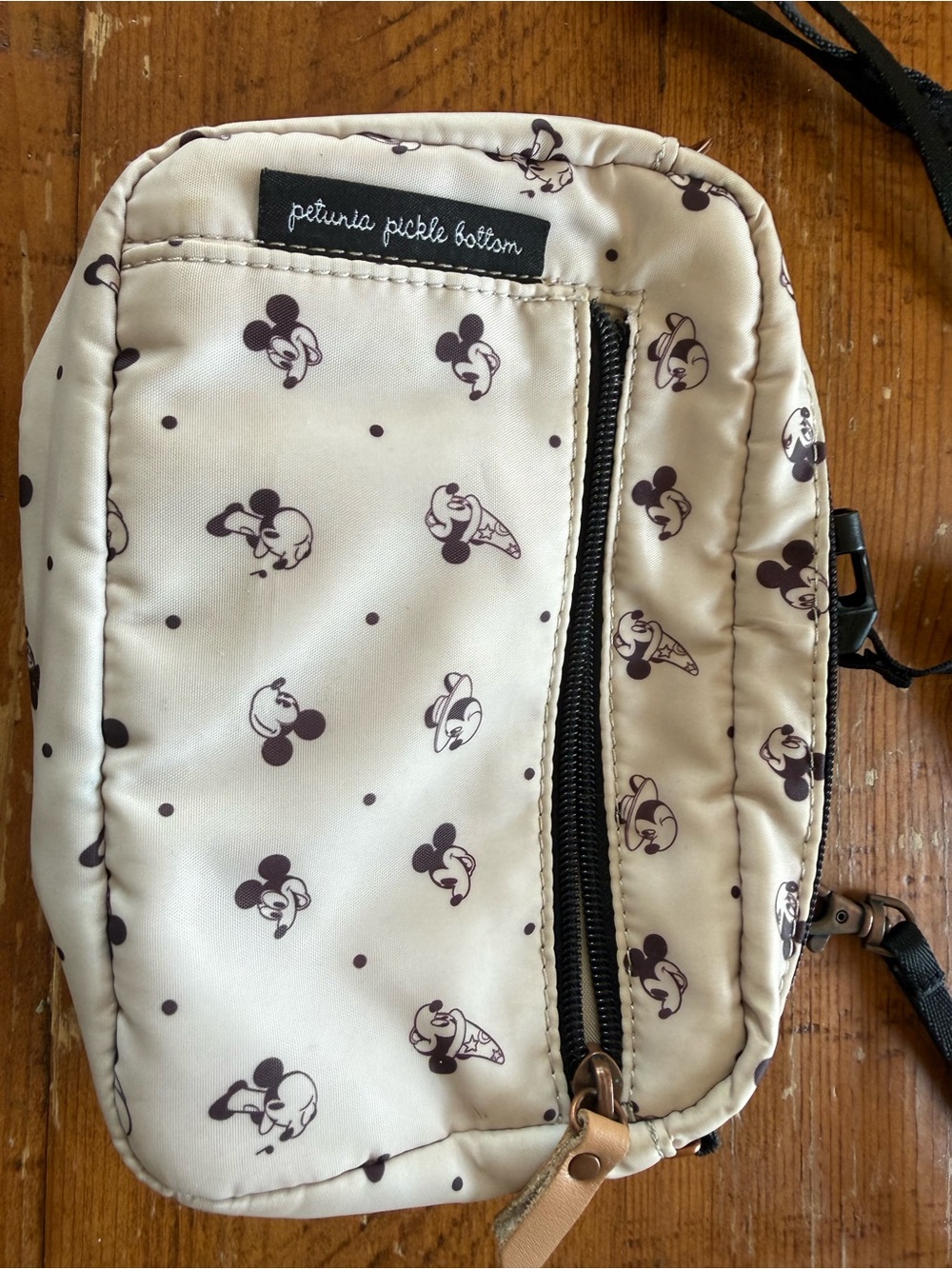 Petunia Pickle Bottom Disney Baby Mickey Mouse Belt Bag Beige 6”H x 8”W x 2”D - Picture 2 of 9